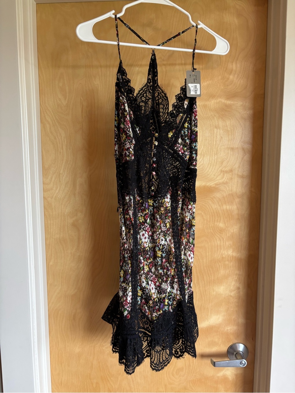 Marjolaine NWT Silk Slip Dress - Black Floral Print, Sz 42/US 10-12